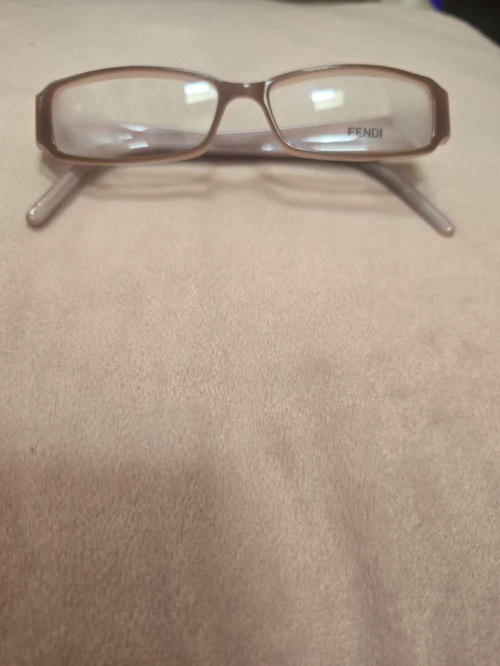 Fendi Women's Rectangular Glasses in Brown With Pink Inlay-New!
